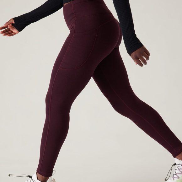 Athleta Altitude Stash Tight Polartec Power Stretch, burgundy, NWOT, size S - Picture 1 of 7